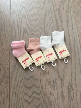 Condor Baby Girl Crew Socks Bundle - Pink, Blush & White (4-Pack)